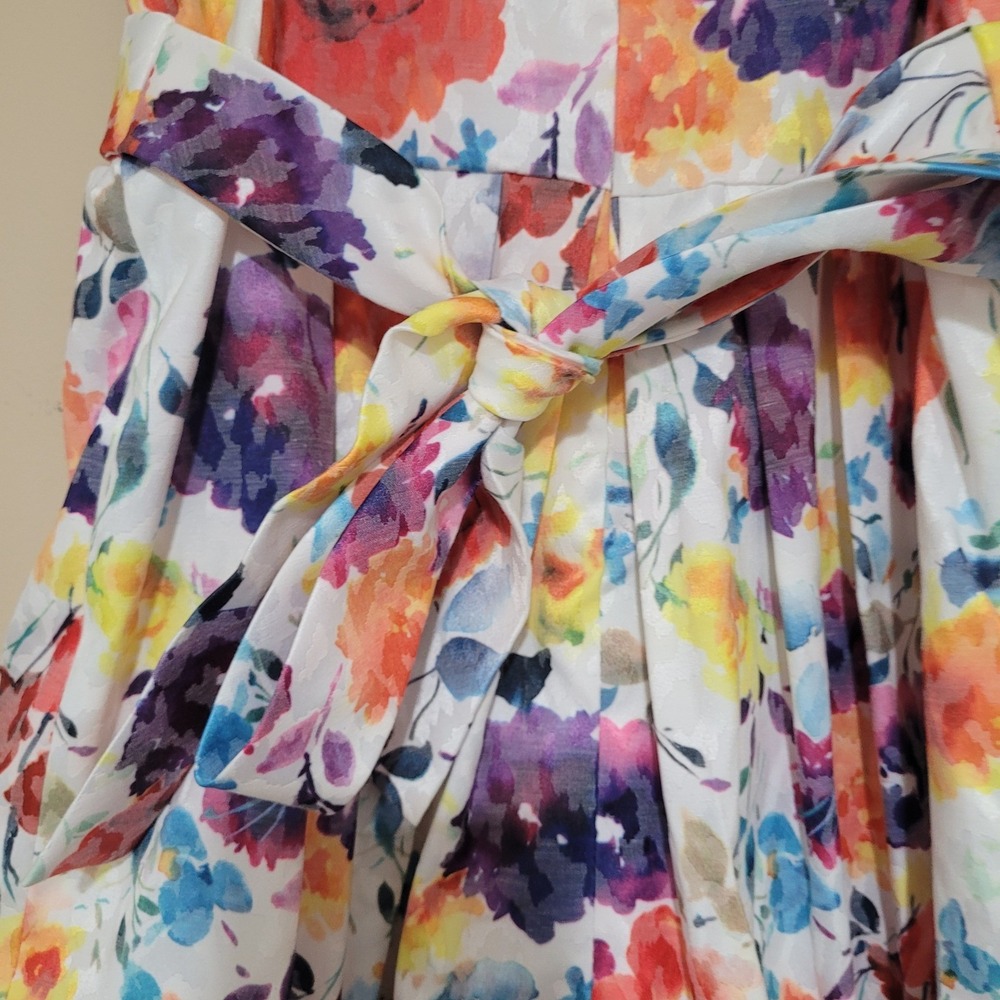 Helena Little Girls Dress Floral White Bow Sash Size 5 flare Easter Spring - Picture 5 of 8